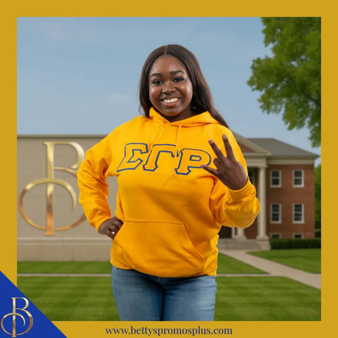 Sigma Gamma Rho ΣΓΡ Greek Letter Double-Stitched Embroidered Hoodie-Sigma Gamma Rho Paraphernalia-Sigma Gamma Rho Hoodie-Betty's Promos Plus