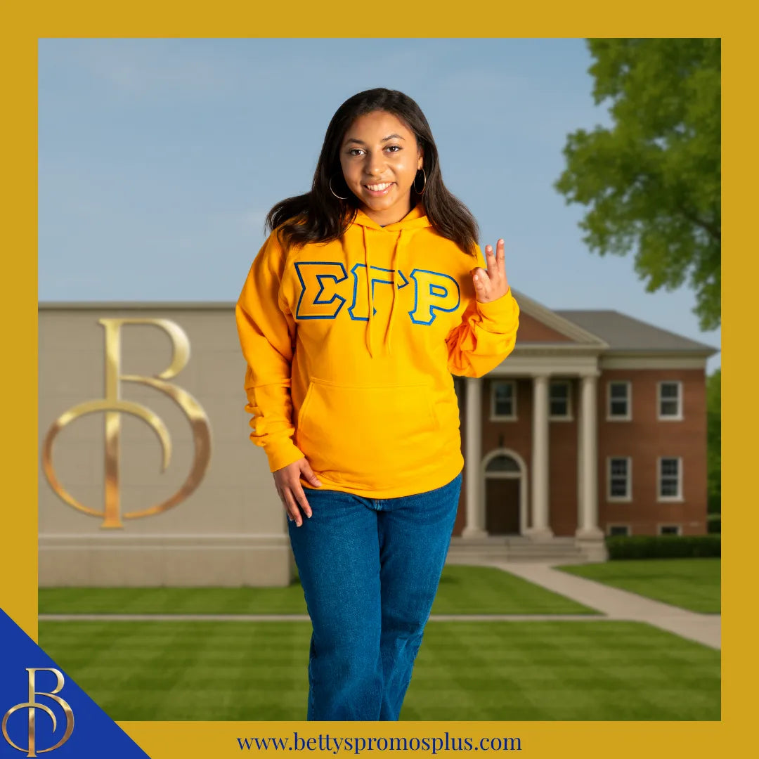 Sigma Gamma Rho ΣΓΡ Greek Letter Double-Stitched Embroidered Hoodie-Sigma Gamma Rho Paraphernalia-Sigma Gamma Rho Hoodie-Betty's Promos Plus