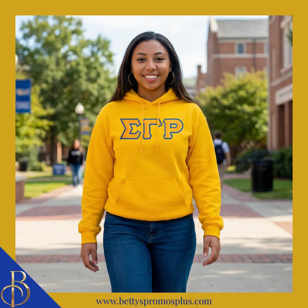 Sigma Gamma Rho ΣΓΡ Greek Letter Double-Stitched Embroidered Hoodie-Sigma Gamma Rho Paraphernalia-Sigma Gamma Rho Hoodie-Betty's Promos Plus