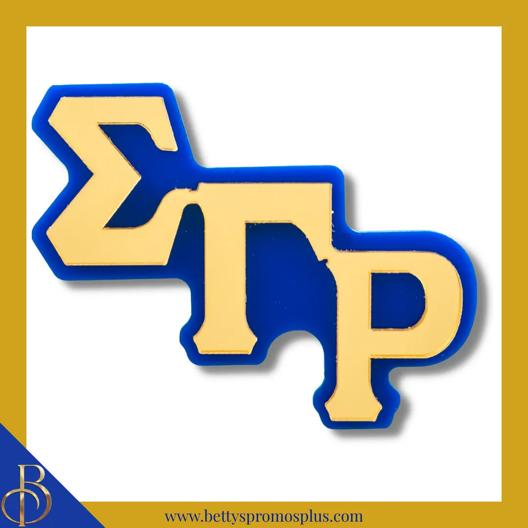 Sigma Gamma Rho ΣΓΡ Greek Letters Acrylic Lapel Pin-Mirrored Letters-Large-Sigma Gamma Rho Paraphernalia-Sigma Gamma Rho Lapel Pin-Betty's Promos Plus