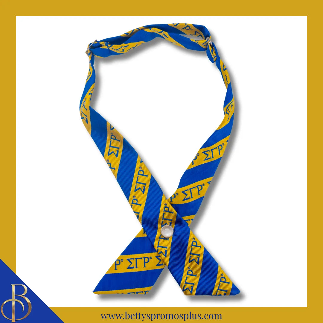 Sigma Gamma Rho ΣΓΡ Greek Letters Crossover Bow Tie-Blue-Sigma Gamma Rho Paraphernalia-Sigma Gamma Rho Bow Tie-Betty's Promos Plus