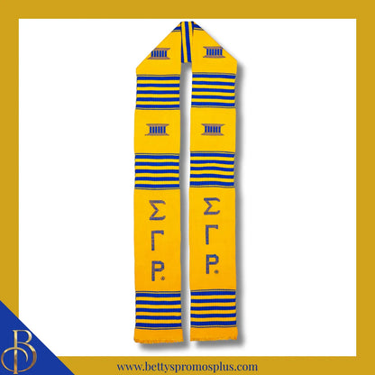 Sigma Gamma Rho ΣΓΡ Greek Letters Kente Cloth Graduation Stole-Gold-Sigma Gamma Rho Paraphernalia-Sigma Gamma Rho Graduation Stole-Betty's Promos Plus