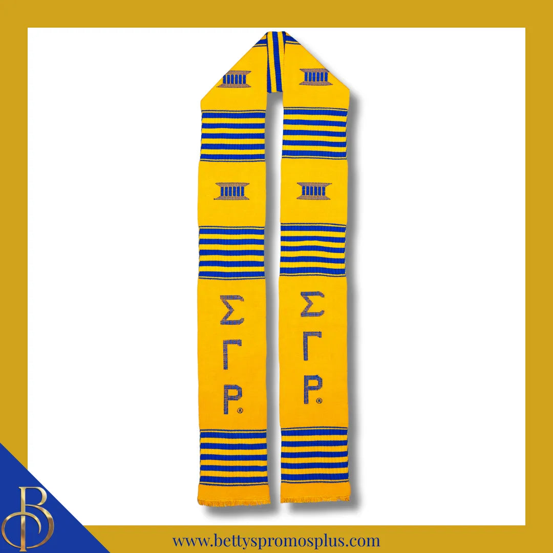 Sigma Gamma Rho ΣΓΡ Greek Letters Kente Cloth Graduation Stole-Gold-Sigma Gamma Rho Paraphernalia-Sigma Gamma Rho Graduation Stole-Betty's Promos Plus