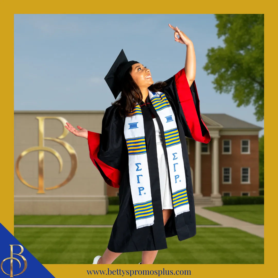 Sigma Gamma Rho ΣΓΡ Greek Letters Kente Cloth Graduation Stole-Sigma Gamma Rho Paraphernalia-Sigma Gamma Rho Graduation Stole-Betty's Promos Plus