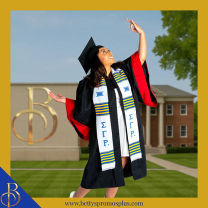 Sigma Gamma Rho ΣΓΡ Greek Letters Kente Cloth Graduation Stole-Sigma Gamma Rho Paraphernalia-Sigma Gamma Rho Graduation Stole-Betty's Promos Plus