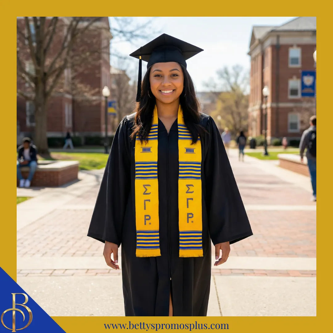 Sigma Gamma Rho ΣΓΡ Greek Letters Kente Cloth Graduation Stole-Sigma Gamma Rho Paraphernalia-Sigma Gamma Rho Graduation Stole-Betty's Promos Plus