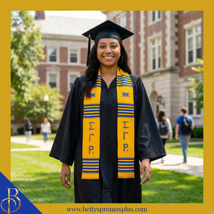 Sigma Gamma Rho ΣΓΡ Greek Letters Kente Cloth Graduation Stole-Sigma Gamma Rho Paraphernalia-Sigma Gamma Rho Graduation Stole-Betty's Promos Plus