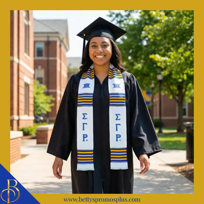 Sigma Gamma Rho ΣΓΡ Greek Letters Kente Cloth Graduation Stole-Sigma Gamma Rho Paraphernalia-Sigma Gamma Rho Graduation Stole-Betty's Promos Plus