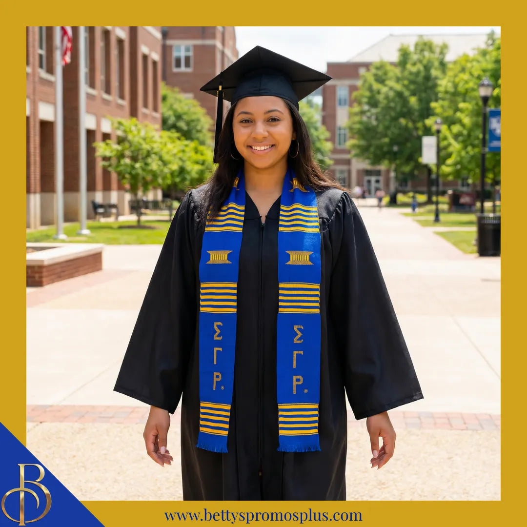 Sigma Gamma Rho ΣΓΡ Greek Letters Kente Cloth Graduation Stole-Sigma Gamma Rho Paraphernalia-Sigma Gamma Rho Graduation Stole-Betty's Promos Plus