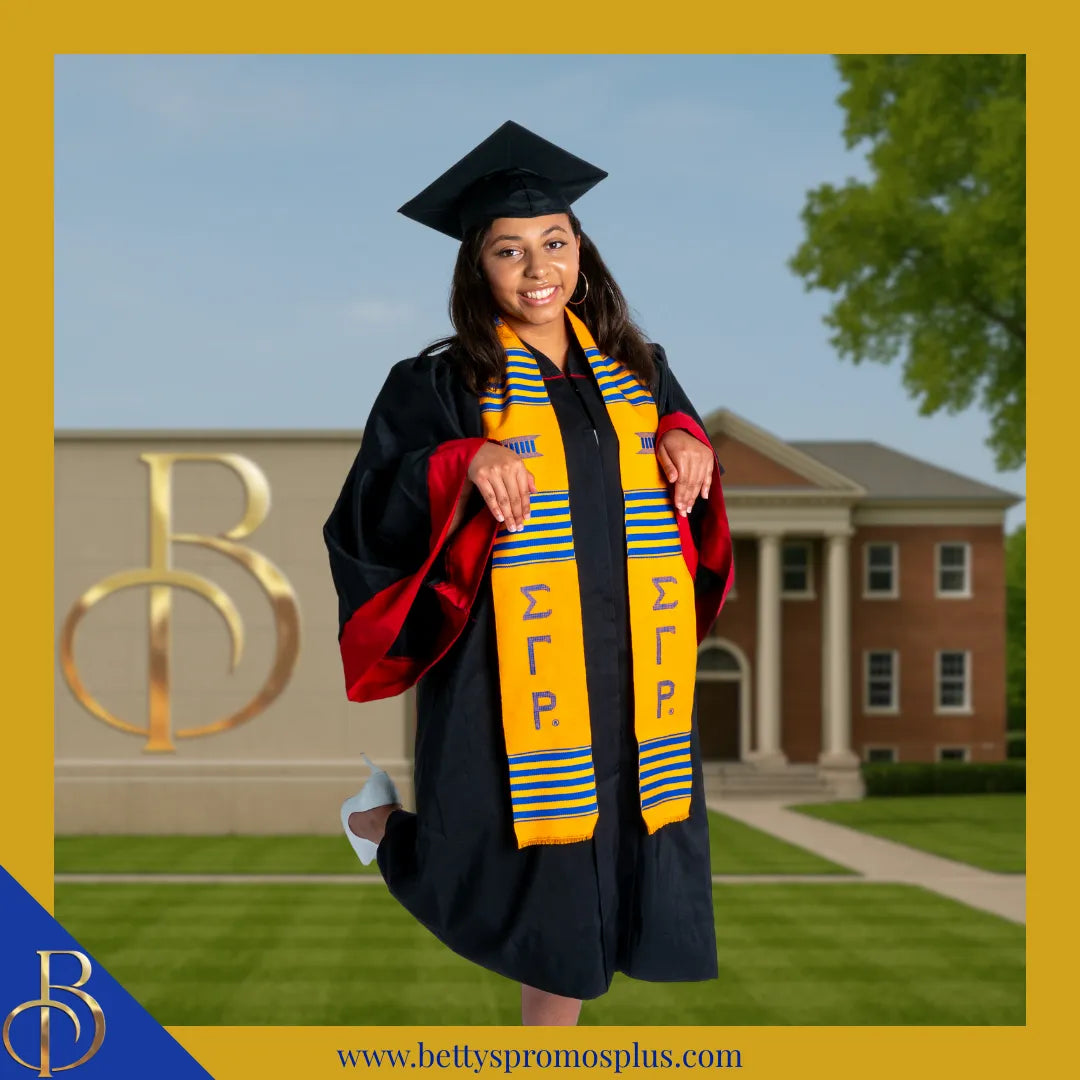Sigma Gamma Rho ΣΓΡ Greek Letters Kente Cloth Graduation Stole-Sigma Gamma Rho Paraphernalia-Sigma Gamma Rho Graduation Stole-Betty's Promos Plus