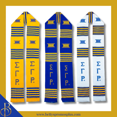 Sigma Gamma Rho ΣΓΡ Greek Letters Kente Cloth Graduation Stole-Sigma Gamma Rho Paraphernalia-Sigma Gamma Rho Graduation Stole-Betty's Promos Plus