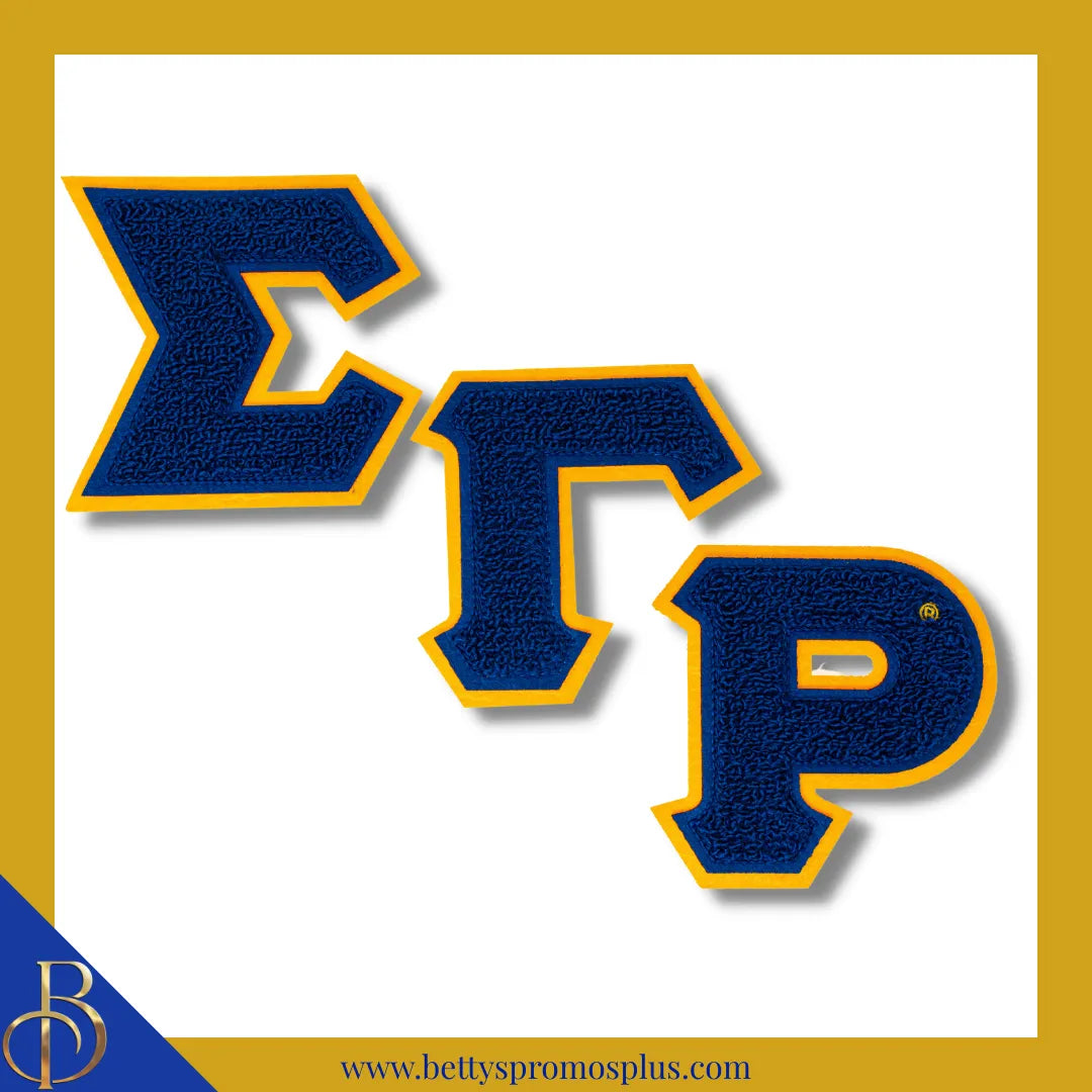 Sigma Gamma Rho ΣΓΡ Greek Letters Set of 3 Chenille Letter Patch Set for Jackets-Blue-Sigma Gamma Rho Paraphernalia-Sigma Gamma Rho Patch-Betty's Promos Plus