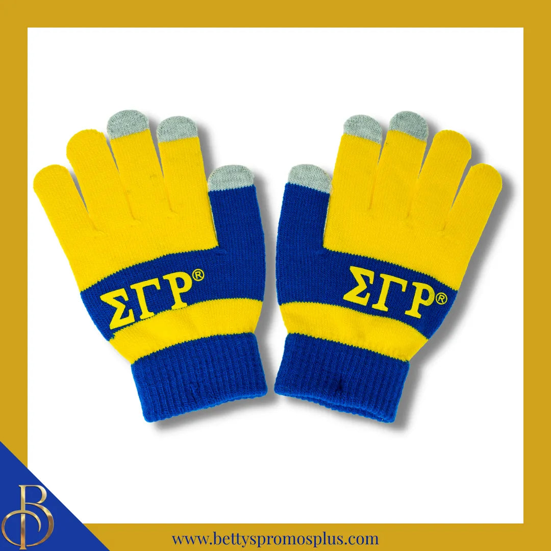 Sigma Gamma Rho ΣΓΡ Knit Touch Screen Gloves-Gold-Sigma Gamma Rho Paraphernalia-Sigma Gamma Rho Gloves-Betty's Promos Plus