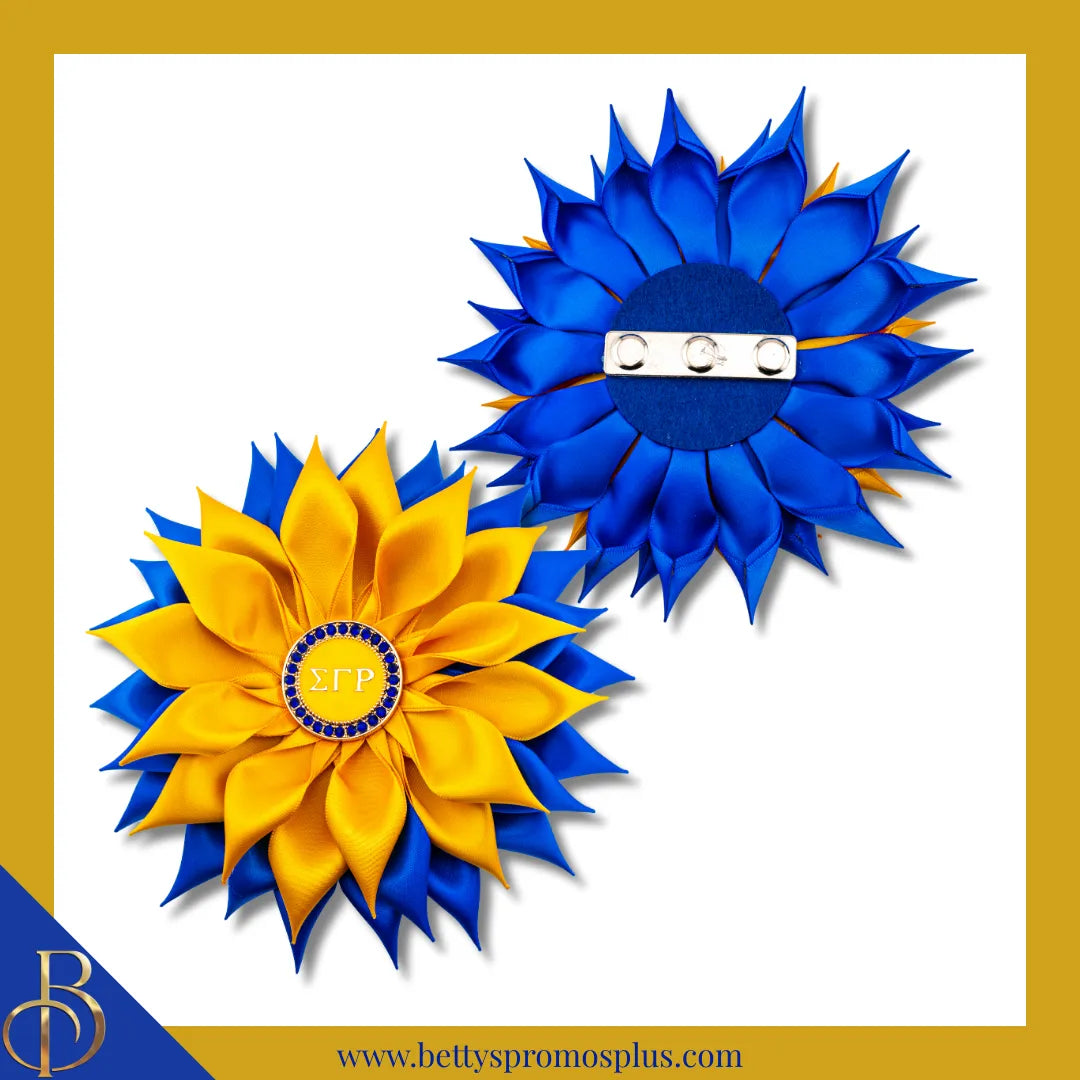 Sigma Gamma Rho ΣΓΡ Letters Silk Flower Brooch-Sigma Gamma Rho Paraphernalia-Sigma Gamma Rho Lapel Pin-Betty's Promos Plus