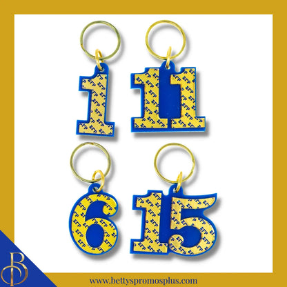 Sigma Gamma Rho ΣΓΡ Line Number Mirrored Acrylic Keychain Available 1-25-Blue-1-Sigma Gamma Rho Paraphernalia-Sigma Gamma Rho Keychain-Betty's Promos Plus
