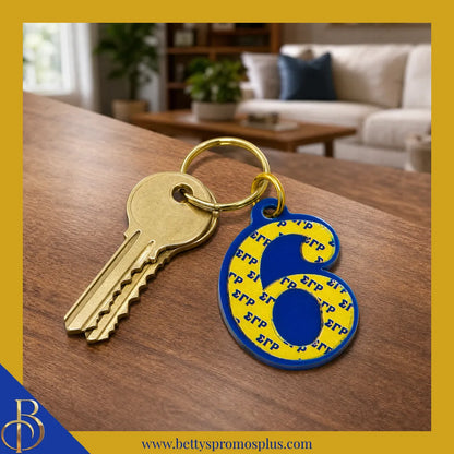 Sigma Gamma Rho ΣΓΡ Line Number Mirrored Acrylic Keychain Available 1-25-Sigma Gamma Rho Paraphernalia-Sigma Gamma Rho Keychain-Betty's Promos Plus