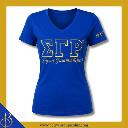 Sigma Gamma Rho ΣΓΡ Luxury Embroidered T-Shirt with 1922 Sleeve-Blue-Small-Sigma Gamma Rho Paraphernalia-Sigma Gamma Rho T-Shirts-Betty's Promos Plus