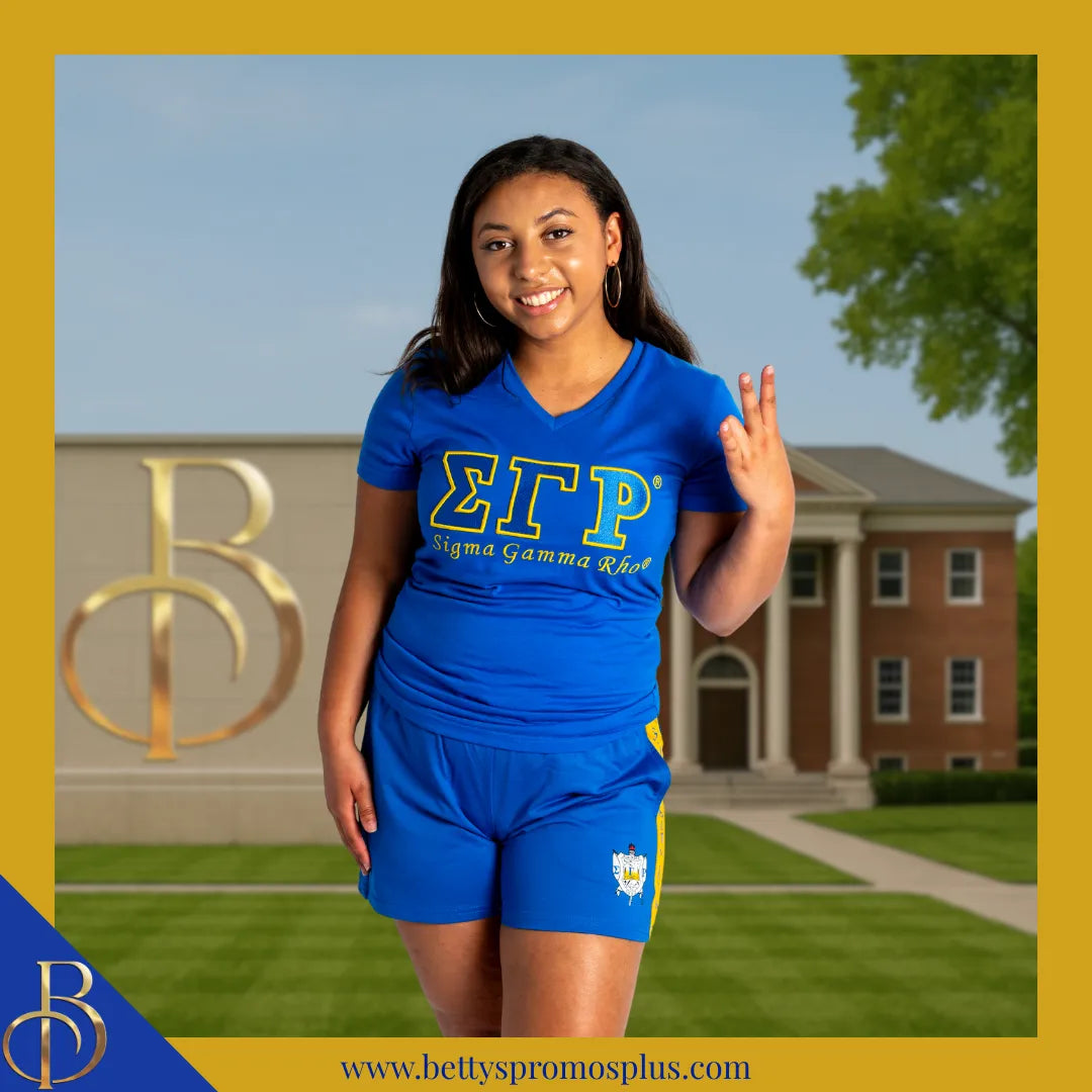 Sigma Gamma Rho ΣΓΡ Luxury Embroidered T-Shirt with 1922 Sleeve-Sigma Gamma Rho Paraphernalia-Sigma Gamma Rho T-Shirts-Betty's Promos Plus