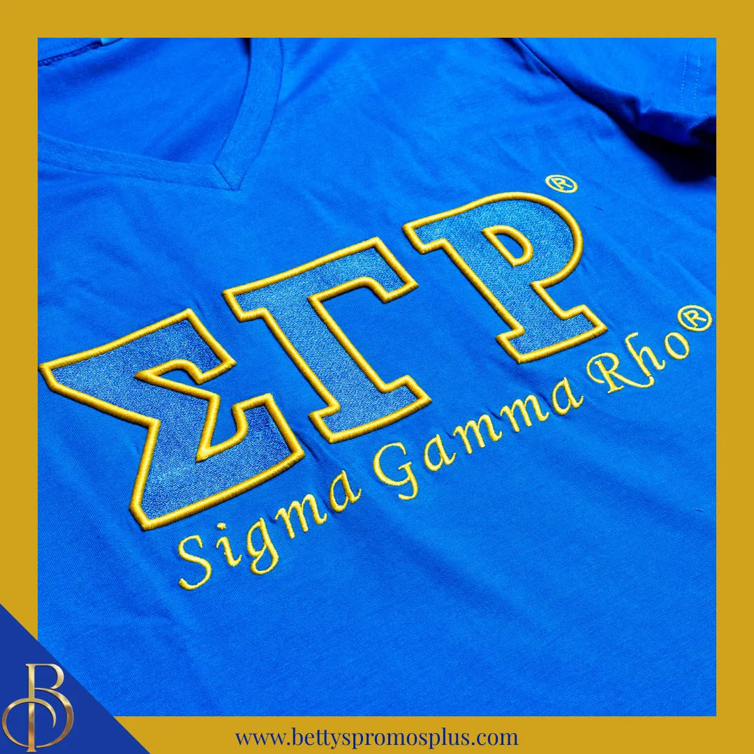 Sigma Gamma Rho ΣΓΡ Luxury Embroidered T-Shirt with 1922 Sleeve-Sigma Gamma Rho Paraphernalia-Sigma Gamma Rho T-Shirts-Betty's Promos Plus