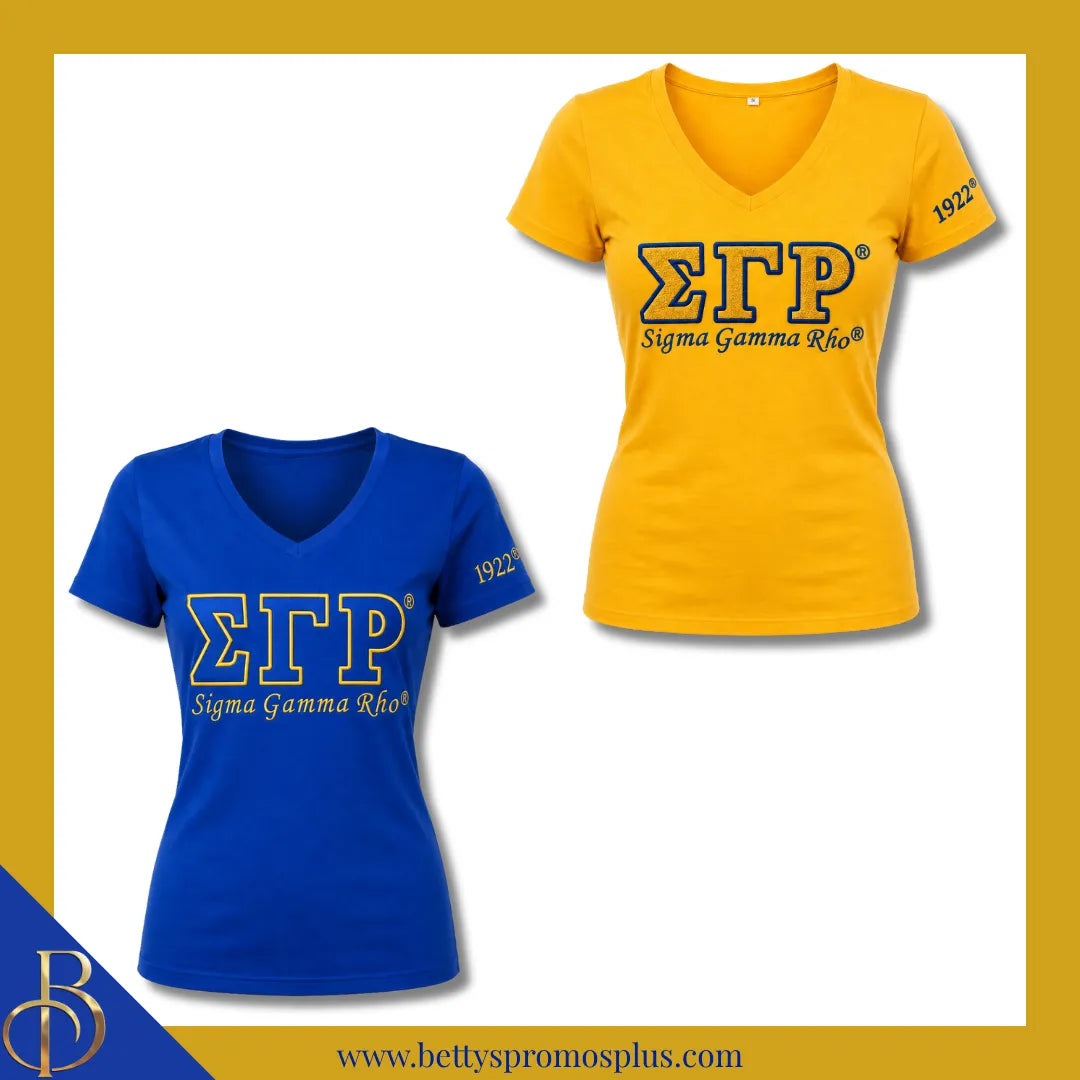 Sigma Gamma Rho ΣΓΡ Luxury Embroidered T-Shirt with 1922 Sleeve-Sigma Gamma Rho Paraphernalia-Sigma Gamma Rho T-Shirts-Betty's Promos Plus