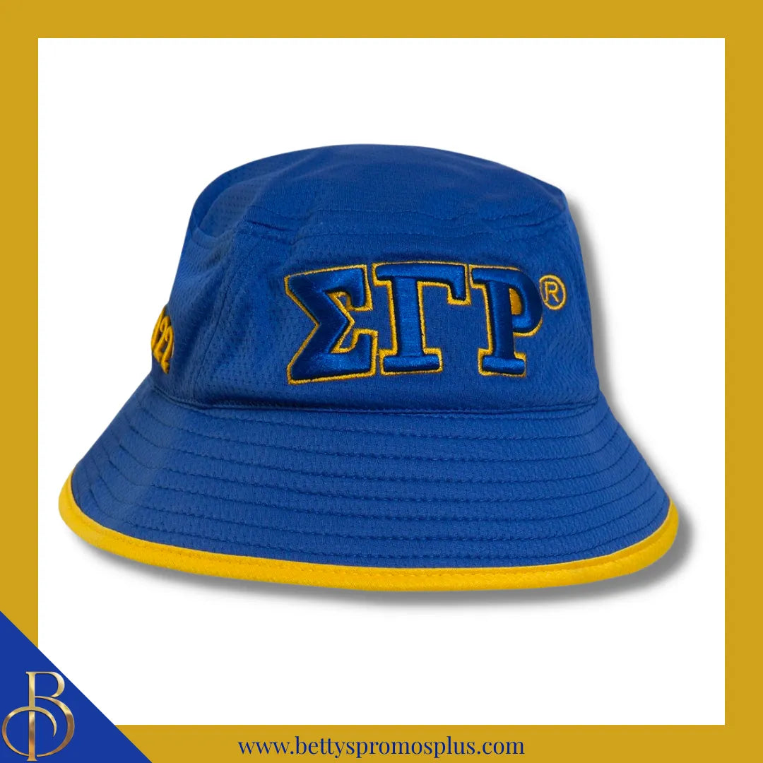 Sigma Gamma Rho ΣΓΡ Mesh Flex Fit Embroidered Bucket Hat-Blue-Sigma Gamma Rho Paraphernalia-Sigma Gamma Rho Hats-Betty's Promos Plus