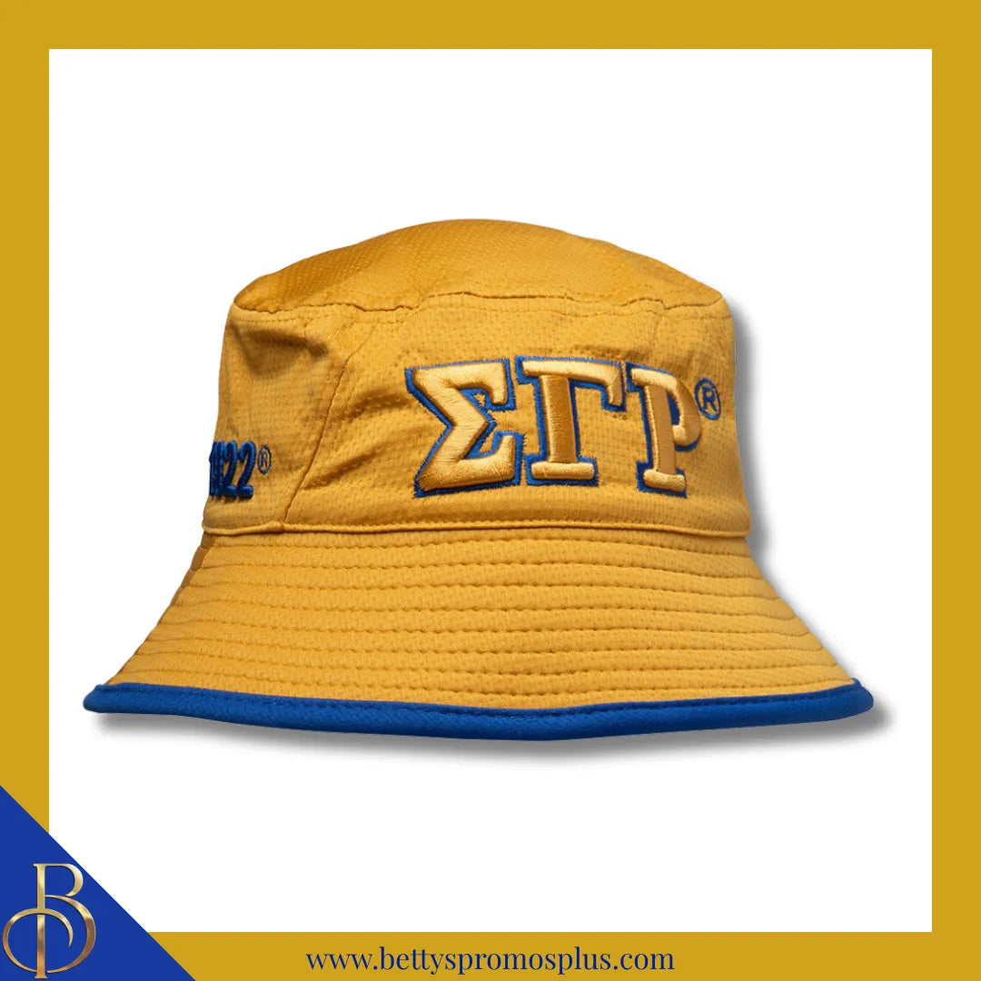 Sigma Gamma Rho ΣΓΡ Mesh Flex Fit Embroidered Bucket Hat-Gold-Sigma Gamma Rho Paraphernalia-Sigma Gamma Rho Hats-Betty's Promos Plus