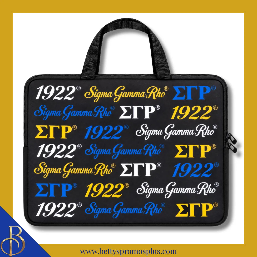 Sigma Gamma Rho ΣΓΡ Neoprene Laptop Sleeve-Black-Sigma Gamma Rho Paraphernalia-Sigma Gamma Rho Bags/Purses-Betty's Promos Plus