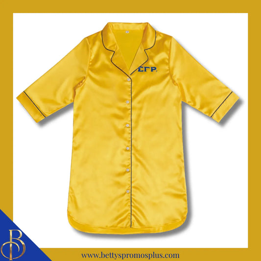 Sigma Gamma Rho ΣΓΡ Nightshirt Pajama Night Shirt Gown-Gold-S/M-Sigma Gamma Rho Paraphernalia-Sigma Gamma Rho Pajamas-Betty's Promos Plus