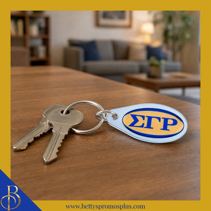Sigma Gamma Rho ΣΓΡ Oval Acrylic Keychain-Sigma Gamma Rho Paraphernalia-Sigma Gamma Rho Keychain-Betty's Promos Plus