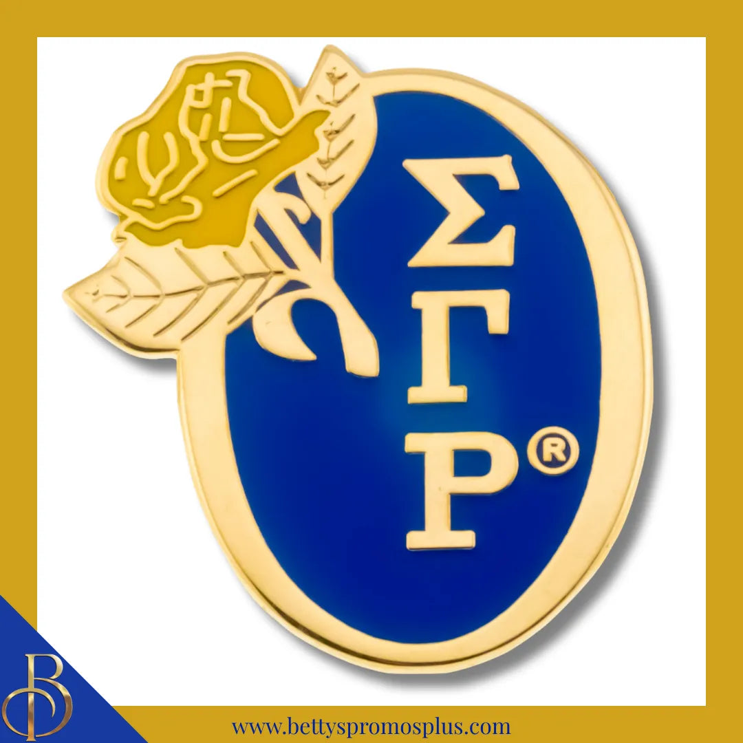 Sigma Gamma Rho ΣΓΡ Oval Flower Lapel Pin-Blue-Sigma Gamma Rho Paraphernalia-Sigma Gamma Rho Lapel Pin-Betty's Promos Plus
