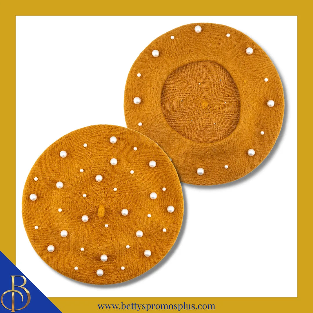 Sigma Gamma Rho ΣΓΡ Pearl Beret Wool Tam-Gold-Sigma Gamma Rho Paraphernalia-Sigma Gamma Rho Beret-Betty's Promos Plus