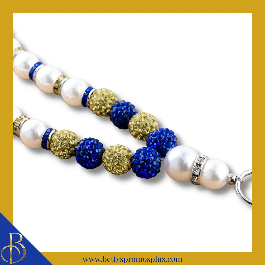 Sigma Gamma Rho ΣΓΡ Pearl Lanyard with Rhinestone Spacers-Sigma Gamma Rho Paraphernalia-Sigma Gamma Rho Lanyards-Betty's Promos Plus