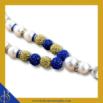 Sigma Gamma Rho ΣΓΡ Pearl Lanyard with Rhinestone Spacers-Sigma Gamma Rho Paraphernalia-Sigma Gamma Rho Lanyards-Betty's Promos Plus