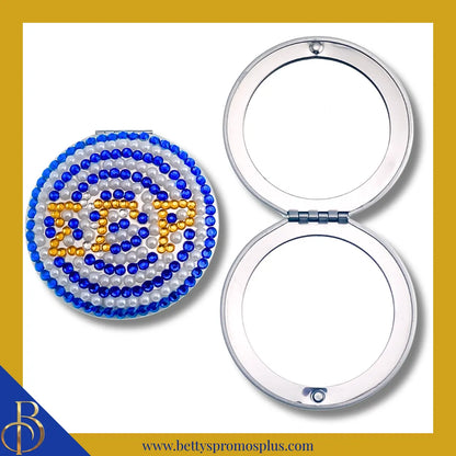 Sigma Gamma Rho ΣΓΡ Pearl & Rhinestone Bling Compact Mirror-Blue-Sigma Gamma Rho Paraphernalia-Sigma Gamma Rho Compact Mirror-Betty's Promos Plus