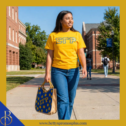 Sigma Gamma Rho ΣΓΡ Polka Dot Sorority Jute Bag-Sigma Gamma Rho Paraphernalia-Sigma Gamma Rho Purses-Betty's Promos Plus