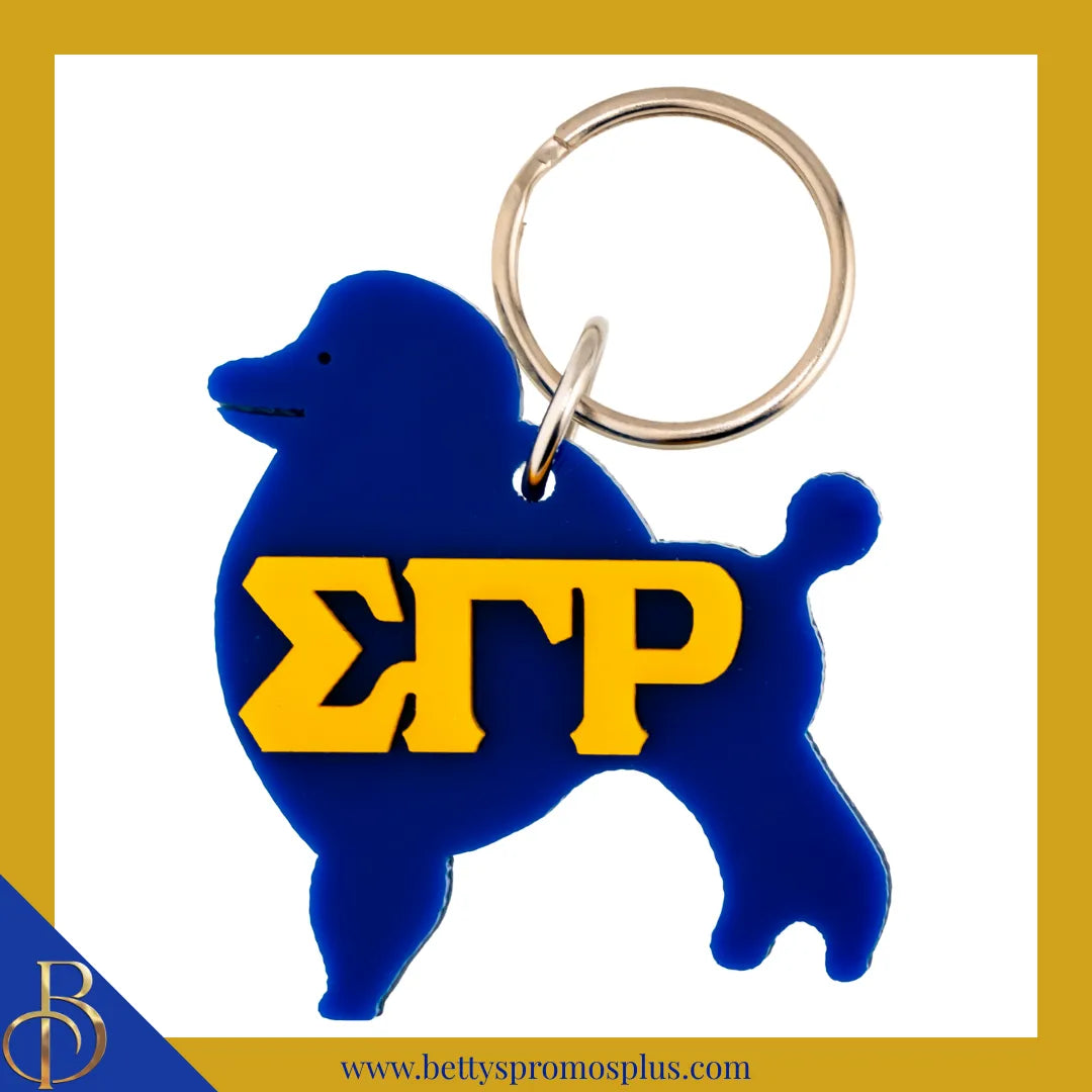 Sigma Gamma Rho ΣΓΡ Poodle Acrylic Keychain-Blue-Sigma Gamma Rho Paraphernalia-Sigma Gamma Rho Keychain-Betty's Promos Plus