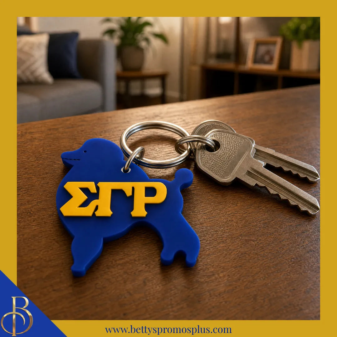 Sigma Gamma Rho ΣΓΡ Poodle Acrylic Keychain-Sigma Gamma Rho Paraphernalia-Sigma Gamma Rho Keychain-Betty's Promos Plus