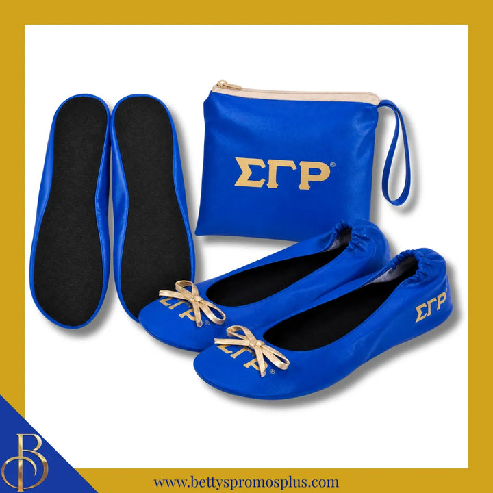 Sigma Gamma Rho ΣΓΡ Printed Foldable Ballet Flats with Carrying Case