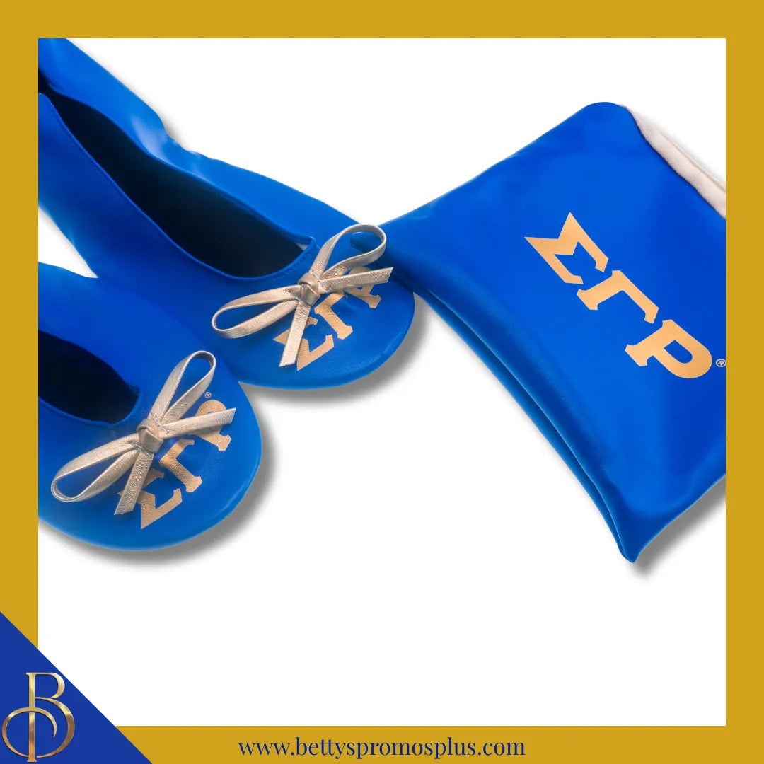 Sigma Gamma Rho ΣΓΡ Printed Foldable Ballet Flats with Carrying Case-Sigma Gamma Rho Paraphernalia-Sigma Gamma Rho Ballet Flats-Betty's Promos Plus