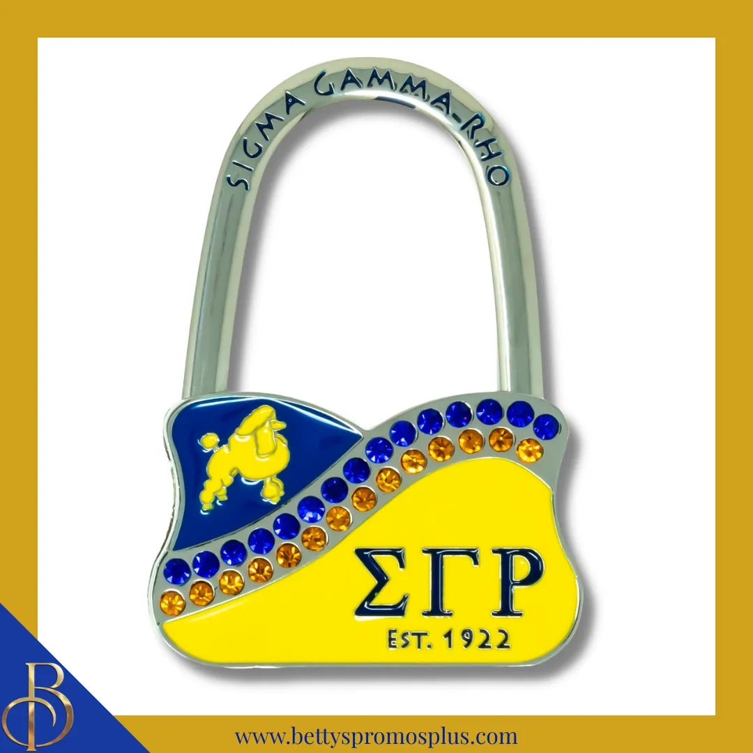 Sigma Gamma Rho ΣΓΡ Rhinestone Folding Purse Holder-Blue-Sigma Gamma Rho Paraphernalia-Sigma Gamma Rho Purse Hanger-Betty's Promos Plus