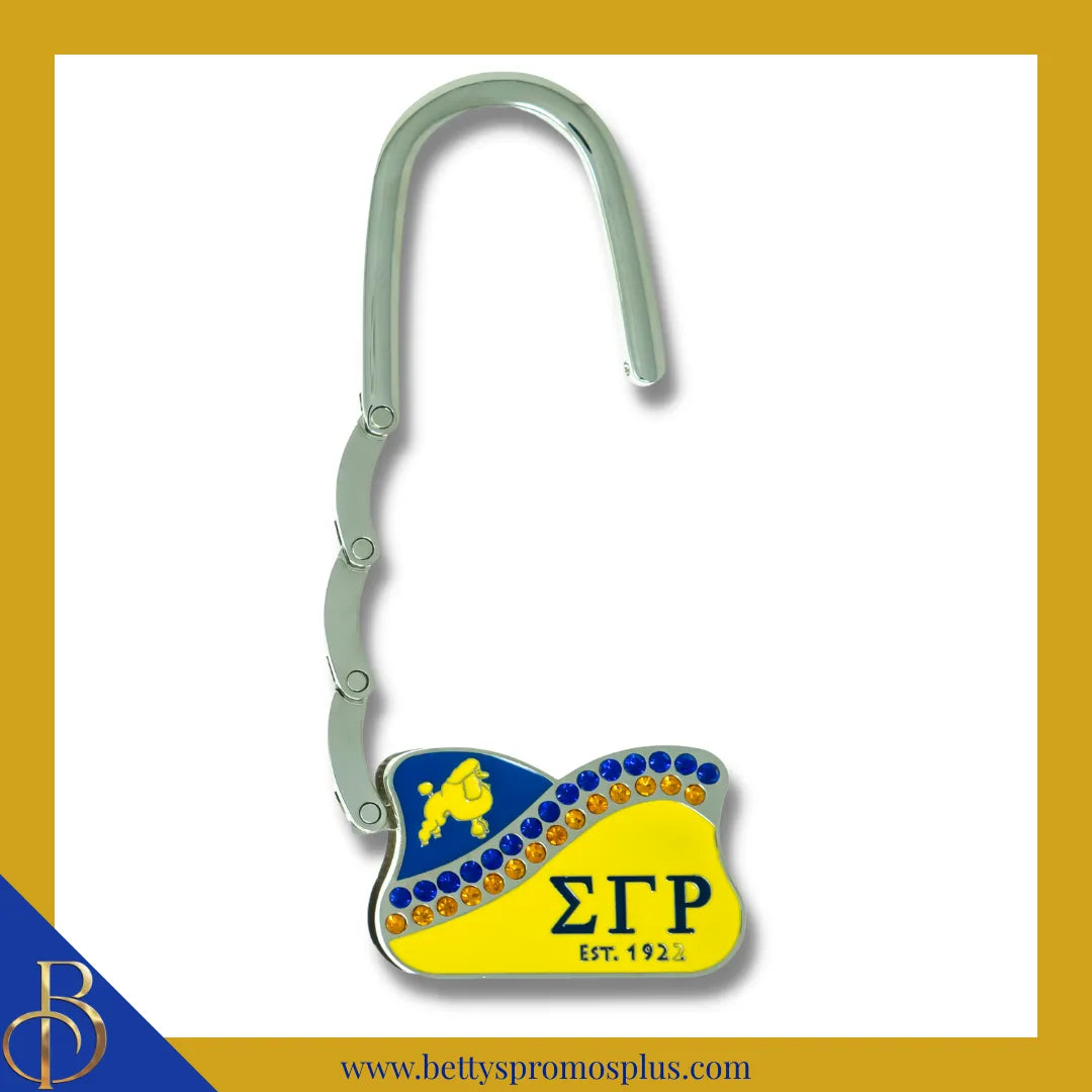 Sigma Gamma Rho ΣΓΡ Rhinestone Folding Purse Holder-Sigma Gamma Rho Paraphernalia-Sigma Gamma Rho Purse Hanger-Betty's Promos Plus
