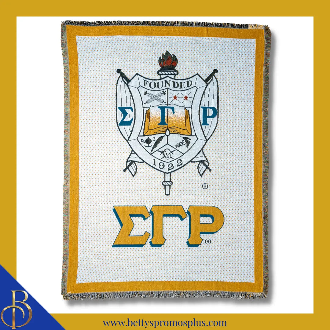 Sigma Gamma Rho ΣΓΡ Shield Afghan Throw Blanket-Sigma Gamma Rho Paraphernalia-Sigma Gamma Rho Blanket-Betty's Promos Plus