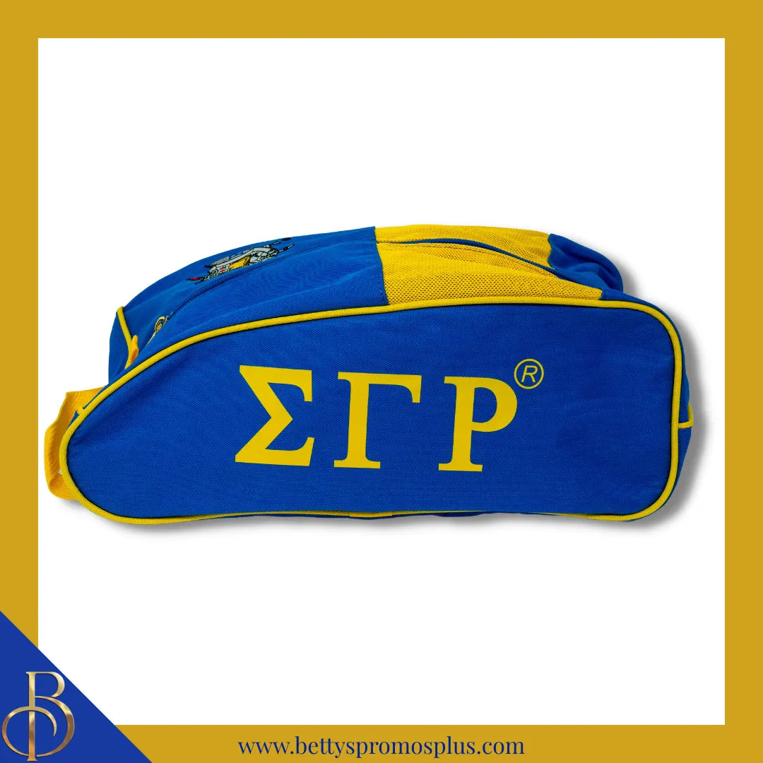 Sigma Gamma Rho ΣΓΡ Shield Blue & Gold Canvas Shoe Bag with Zippered Mesh-Sigma Gamma Rho Paraphernalia-Sigma Gamma Rho Shoe Bags-Betty's Promos Plus