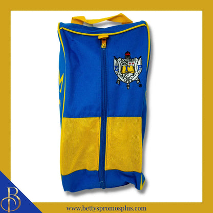 Sigma Gamma Rho ΣΓΡ Shield Blue & Gold Canvas Shoe Bag with Zippered Mesh-Sigma Gamma Rho Paraphernalia-Sigma Gamma Rho Shoe Bags-Betty's Promos Plus