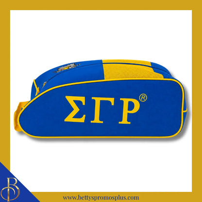 Sigma Gamma Rho ΣΓΡ Shield Blue & Gold Canvas Shoe Bag with Zippered Mesh-Sigma Gamma Rho Paraphernalia-Sigma Gamma Rho Shoe Bags-Betty's Promos Plus