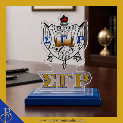 Sigma Gamma Rho ΣΓΡ Shield Desk Ornament Plaque-Sigma Gamma Rho Paraphernalia-Sigma Gamma Rho Desk Ornament-Betty's Promos Plus