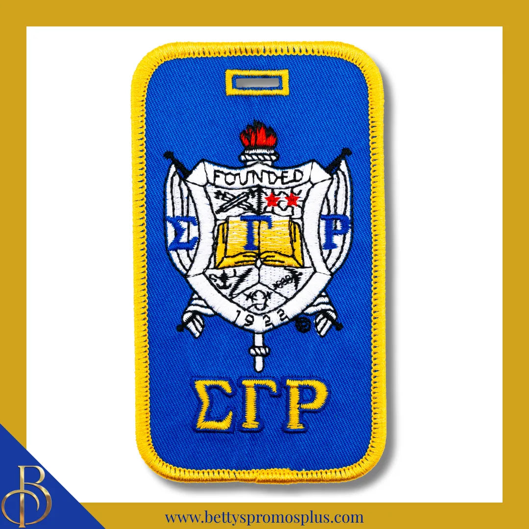 Sigma Gamma Rho ΣΓΡ Shield Embroidered Luggage Tag-Blue-Sigma Gamma Rho Paraphernalia-Sigma Gamma Rho Luggage Tag-Betty's Promos Plus