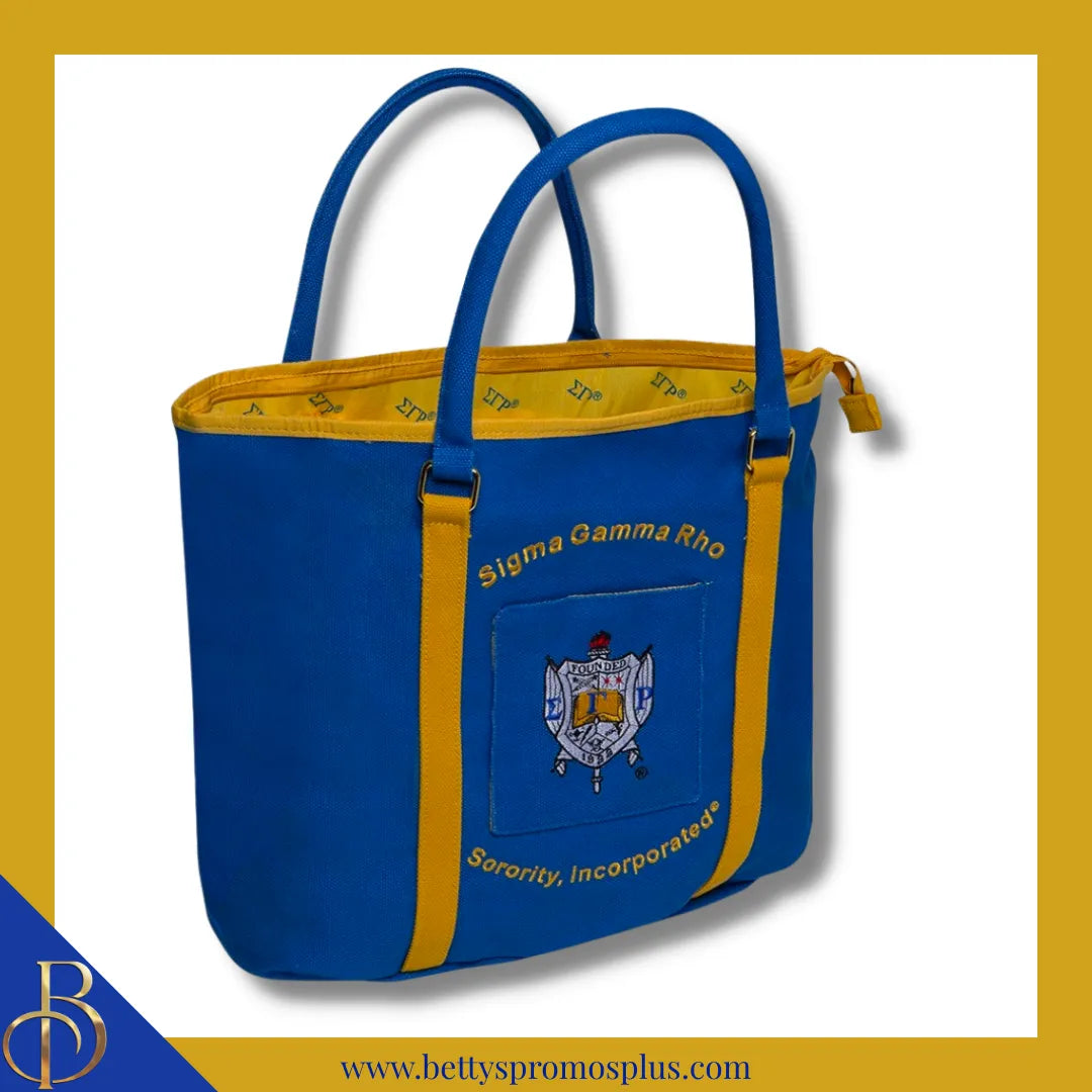 Sigma Gamma Rho ΣΓΡ Shield Heavy Duty Canvas Tote Bag-Blue-Sigma Gamma Rho Paraphernalia-Sigma Gamma Rho Tote Bags-Betty's Promos Plus