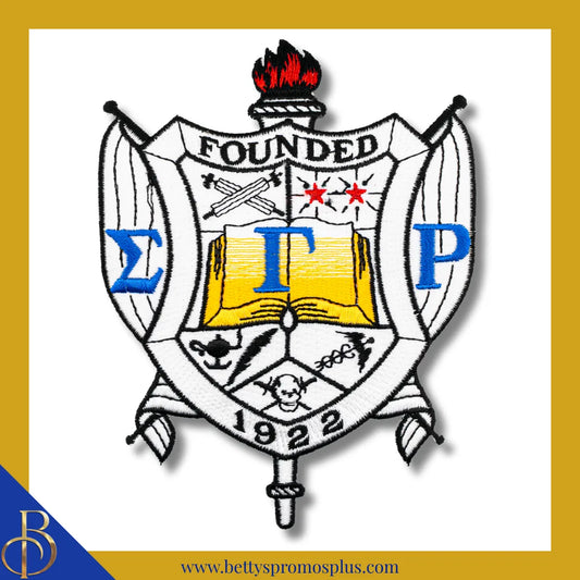 Sigma Gamma Rho ΣΓΡ Shield Iron-on Embroidered Patch-Medium -5"-Sigma Gamma Rho Paraphernalia-Sigma Gamma Rho Patch-Betty's Promos Plus