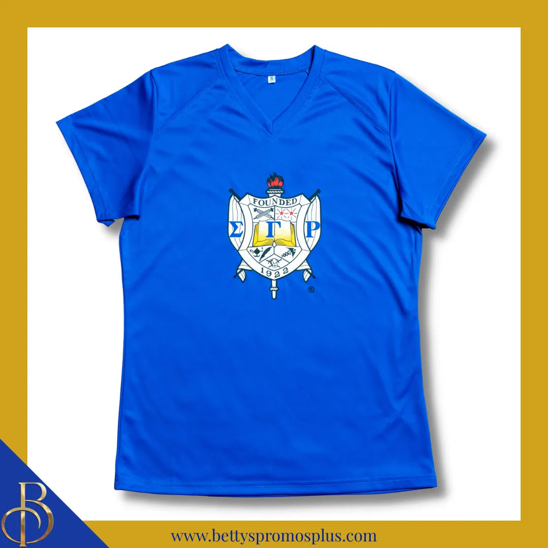 Sigma Gamma Rho ΣΓΡ Shield Performance Moisture Wicking Screen Printed Workout T-Shirt-Blue-Small-Sigma Gamma Rho Paraphernalia-Sigma Gamma Rho T-Shirts-Betty's Promos Plus
